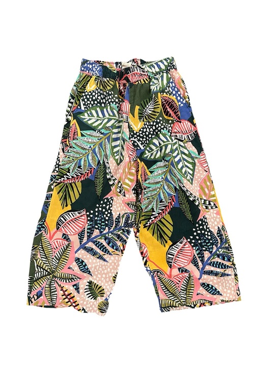Pants - Cynthia Rowley 100% Linen Pull On Cropped Pants Floral Print SZ L Beachy Boho